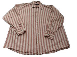 Kenneth Cole Men Shirt Sz 16 1/2 32-33 Red Stripe Long Sleeve Button Up Casual